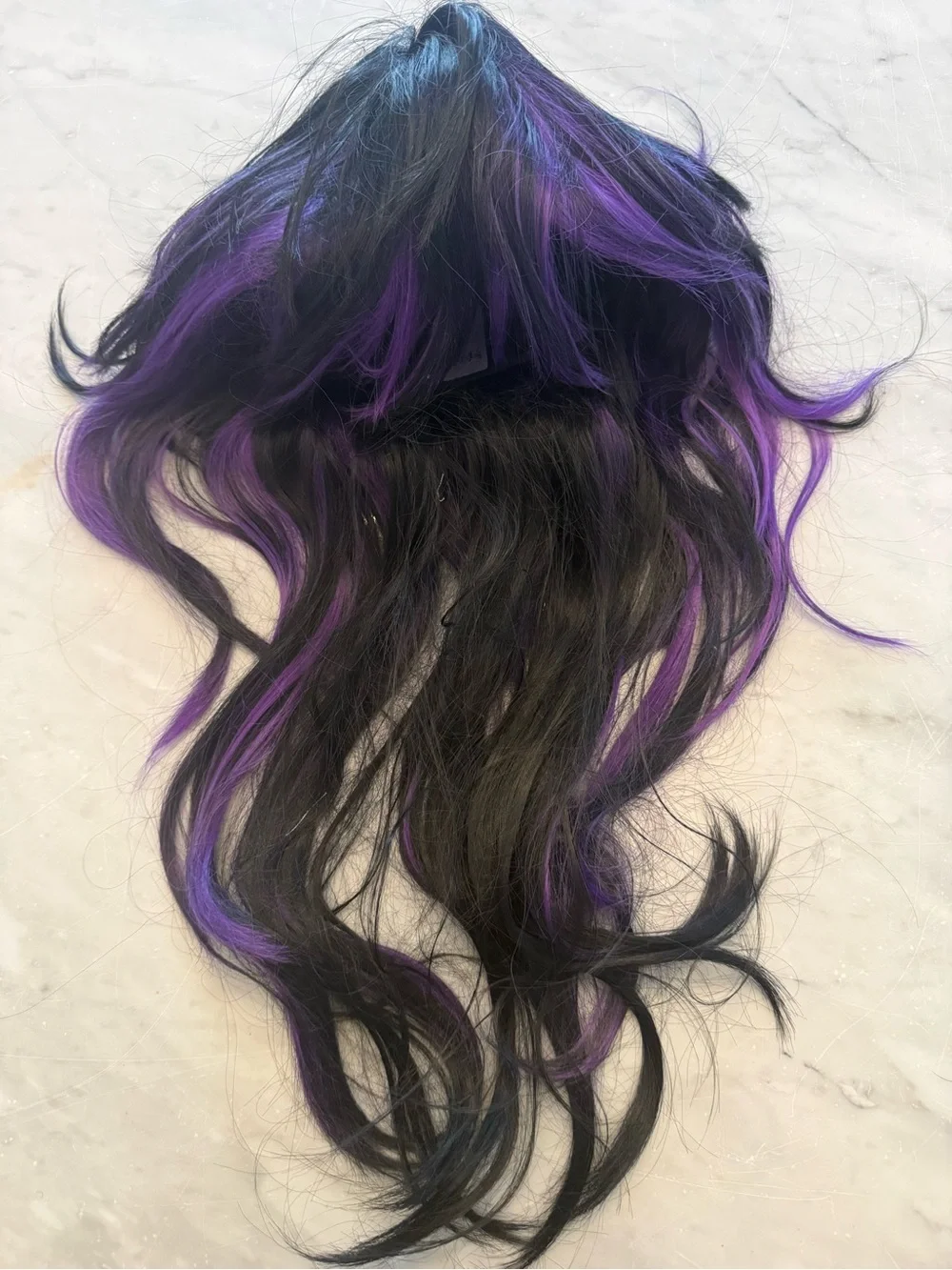 Spirit Black Wig with Purple Highlights - Women's Fashion Hair